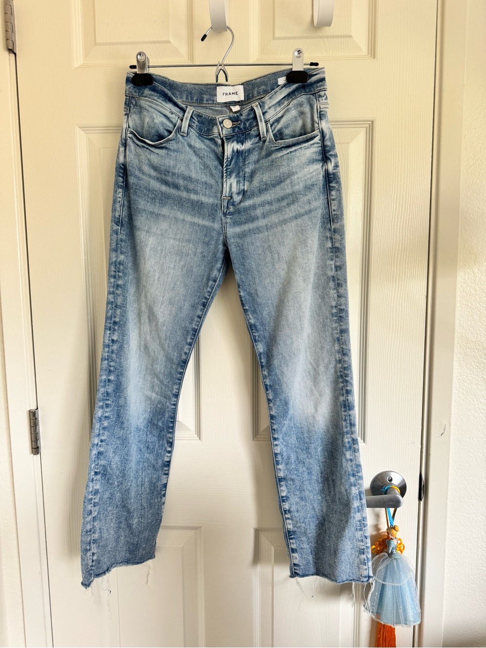 Frame Denim Le High Straight Jeans in Light Blue